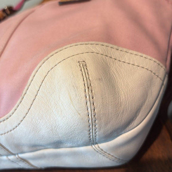 Coach  Hampton mini bag satchel  pink canvas/ white /raspberry/light tan leather - Picture 10 of 15